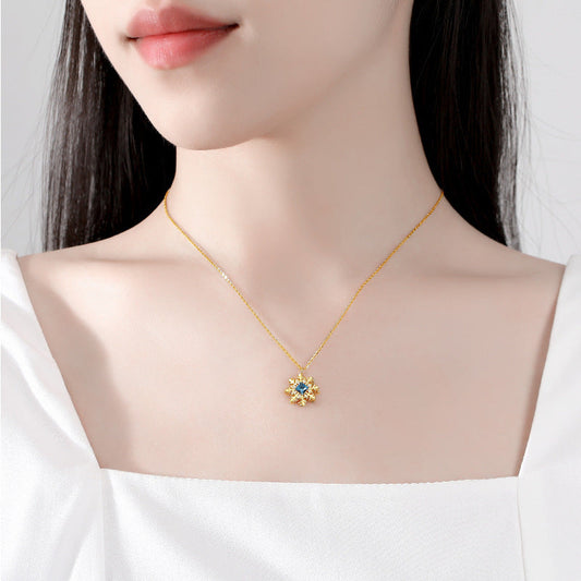 S925 Silver Crystal Snowflake Necklace