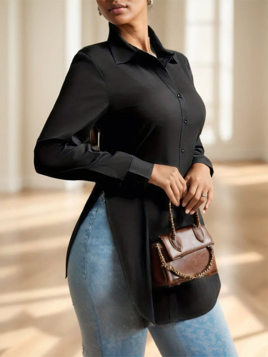 Split Front Button Shirt