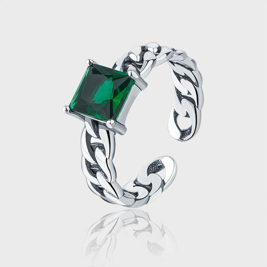 S925 Silver Emerald Ring