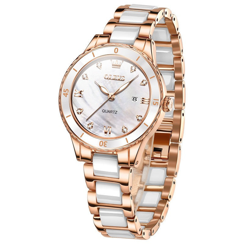 Ceramic Electronic Quartz OLEVS Watch Women