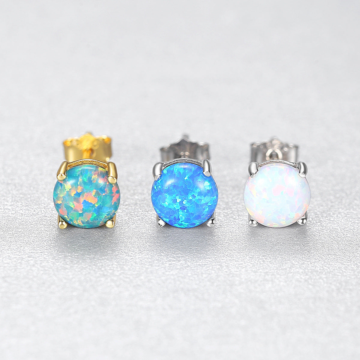 S925 Silver Four-Claw Round Ear Studs Female