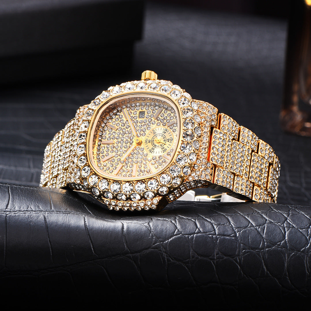 Gold Full Diamond Luminous Business Watch