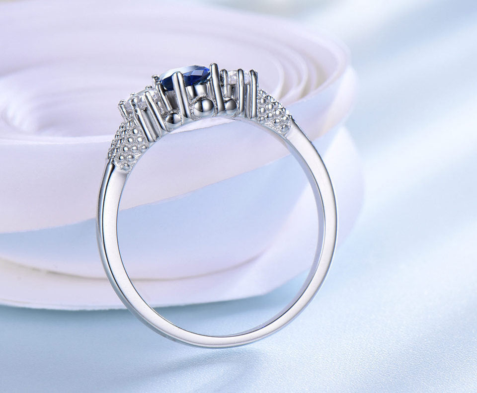 S925 Silver Royal Blue Gemstone Ring