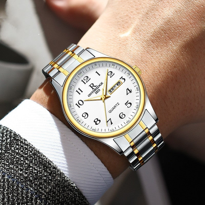Men's All-Steel Double Calendar Watch