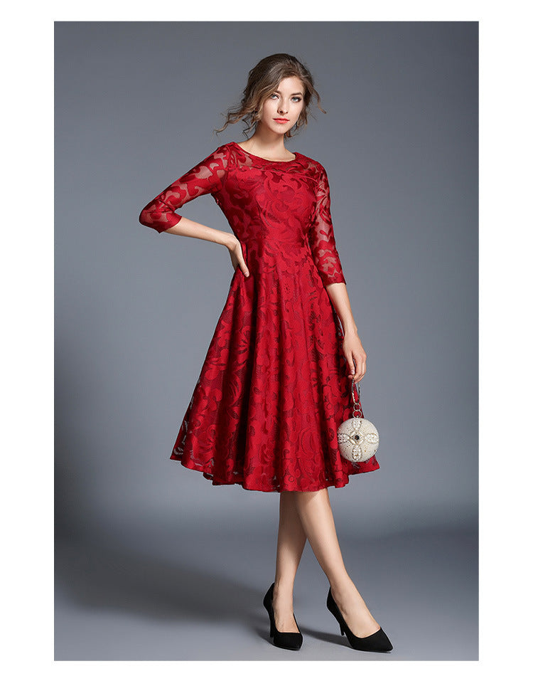 Elegant Lace Big Skirt Dress
