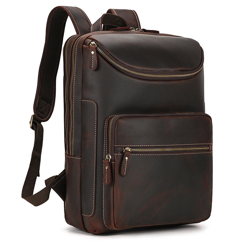 Vintage Men's Cowhide Leather Backpack