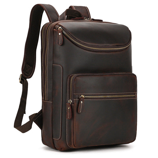 Vintage Men's Cowhide Leather Backpack