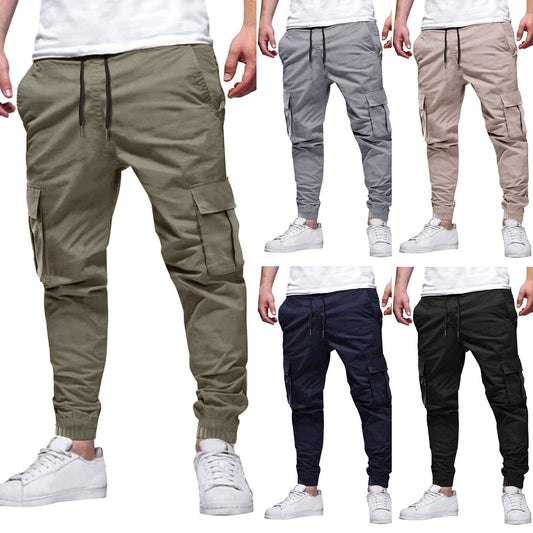 Men's Multi-pocket Drawstring Casual Overalls