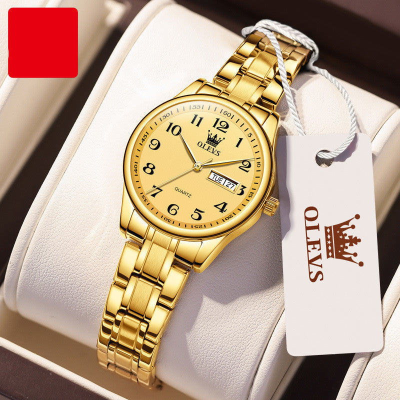 Aged Men's Waterproof Steel Calendar Watch