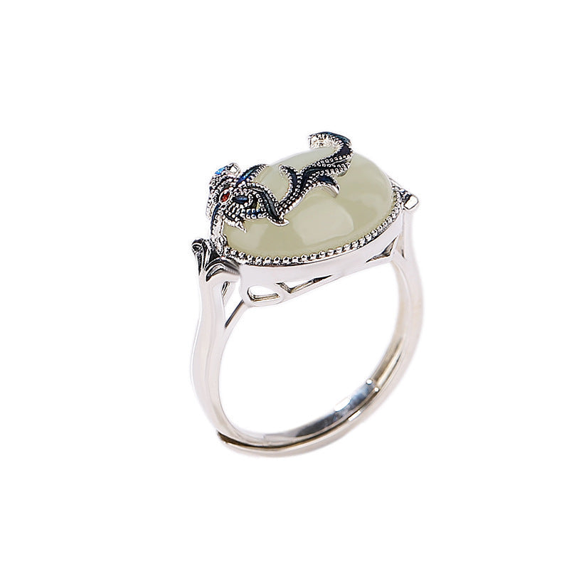 S925 Silver Hetian Jade Ring