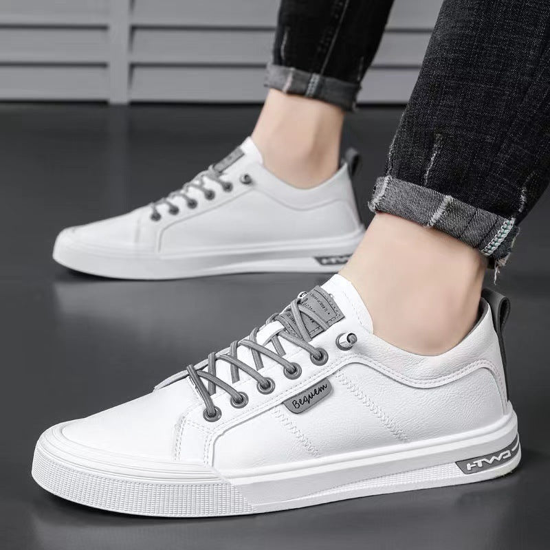 New Trendy Men's Full Leather Low-top Sneakers