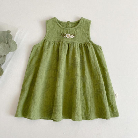 Girls' Sleeveless Embroidered Princess Dress
