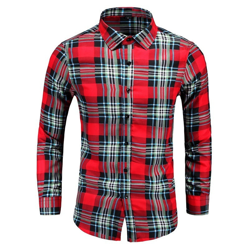 Plus Size Men's Long-sleeve Plaid Shirt