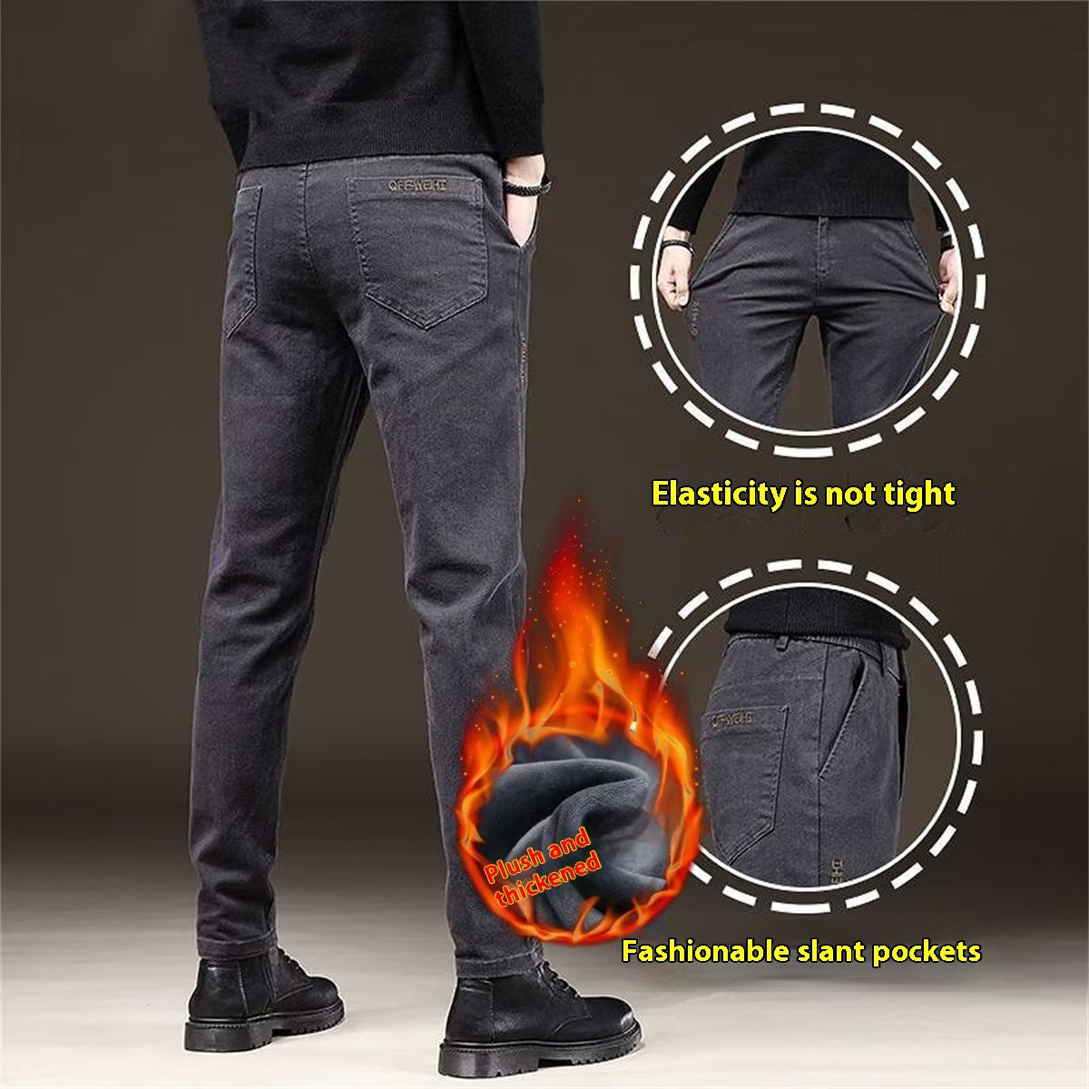 Men's Straight Business Thick Trousers