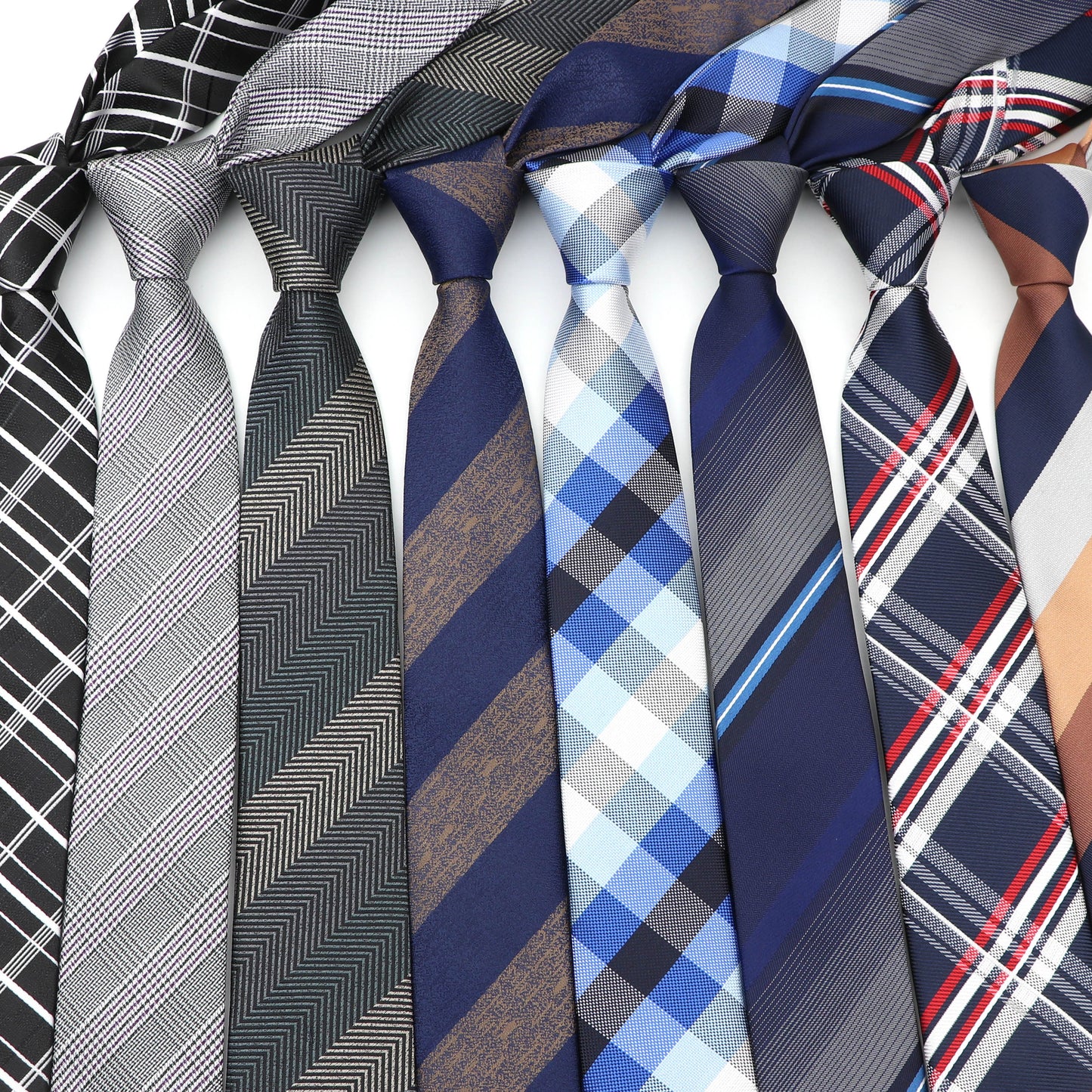 6cm Slim Polyester Plaid Tie