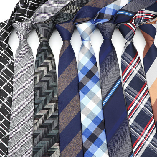 6cm Slim Polyester Plaid Tie