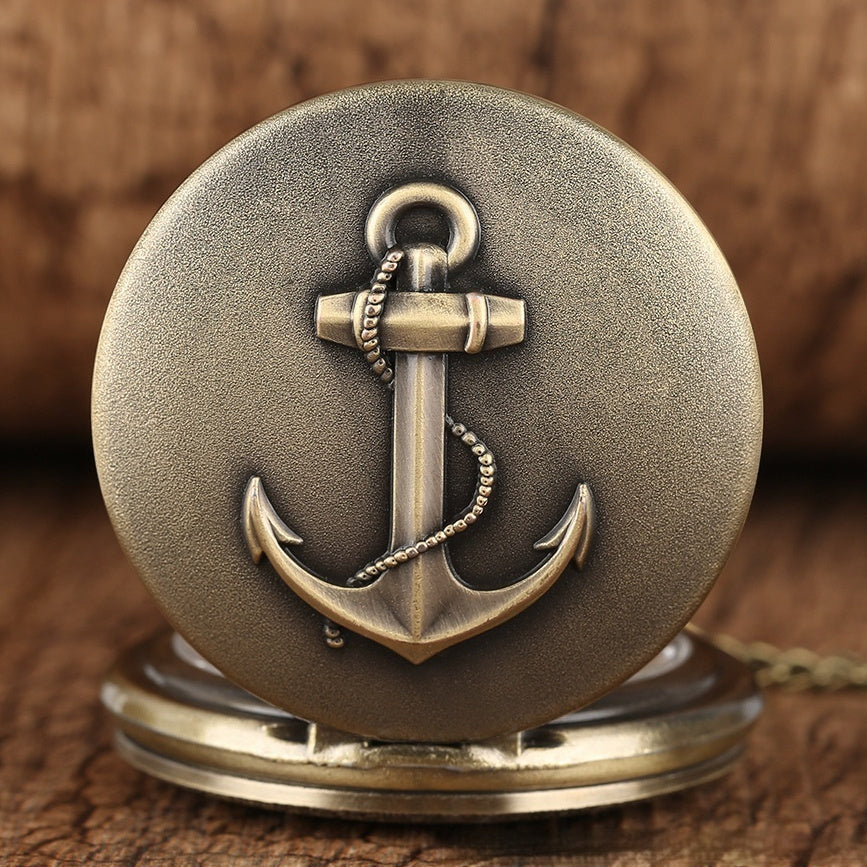 Retro Bronze Anchor Pocket Watch