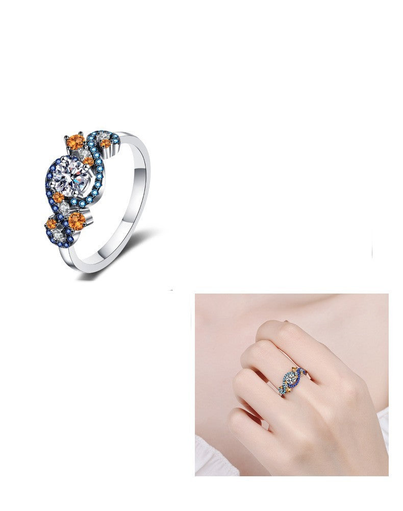 S925 Silver Color Matching Moissanite Ring