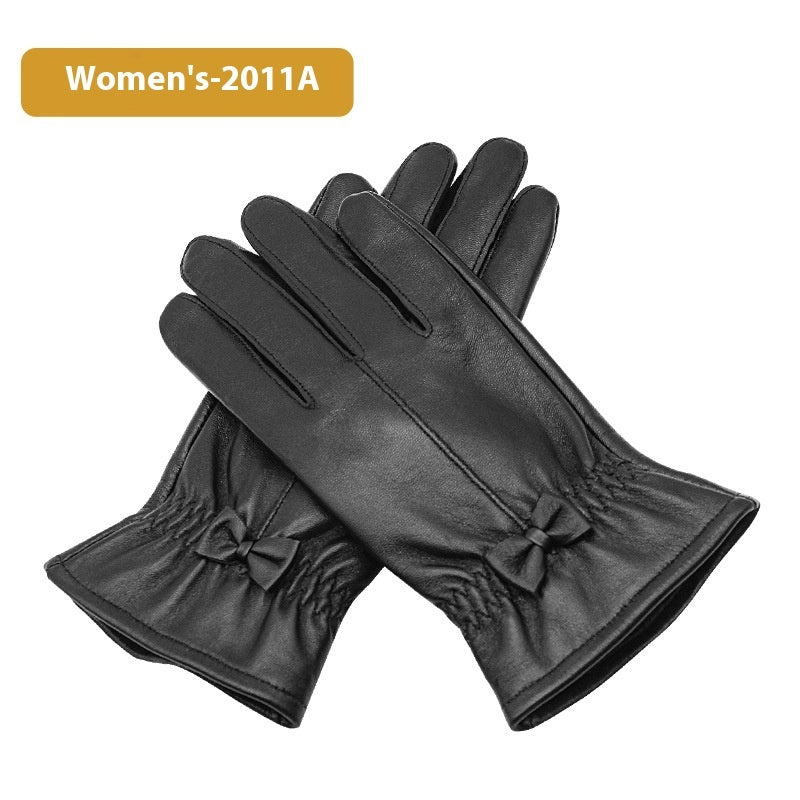Women’s Leather Fleece-lined Touchscreen Gloves