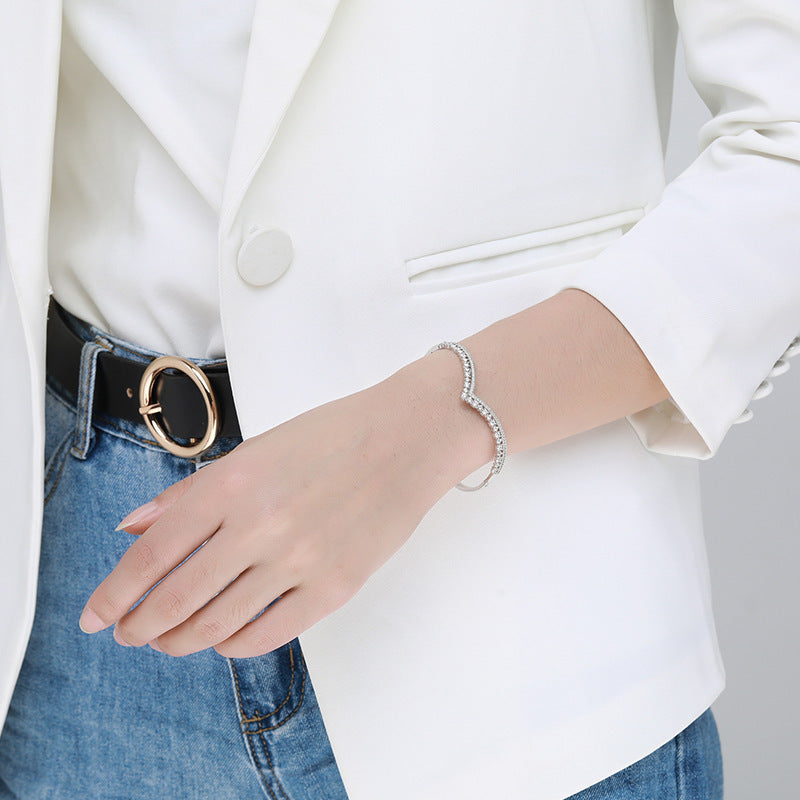 S925 Silver Women’s V-Crown Bracelet