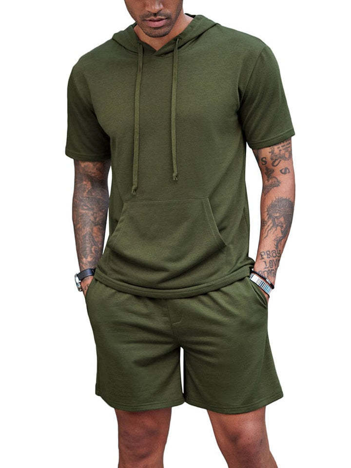 Men's Summer New Hooded Shorts Suit
