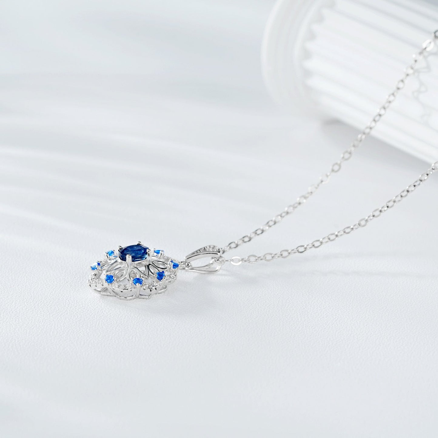 S925 Silver Natural Sapphire Pendant