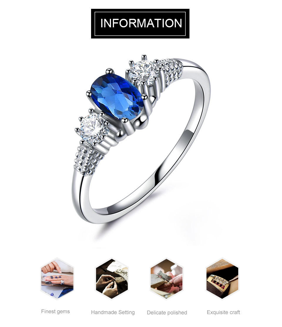 S925 Silver Royal Blue Gemstone Ring