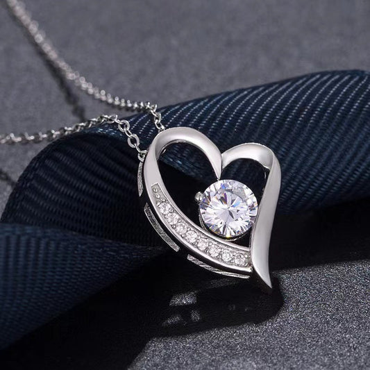 S925 Silver Heart Diamond Pendant Necklace