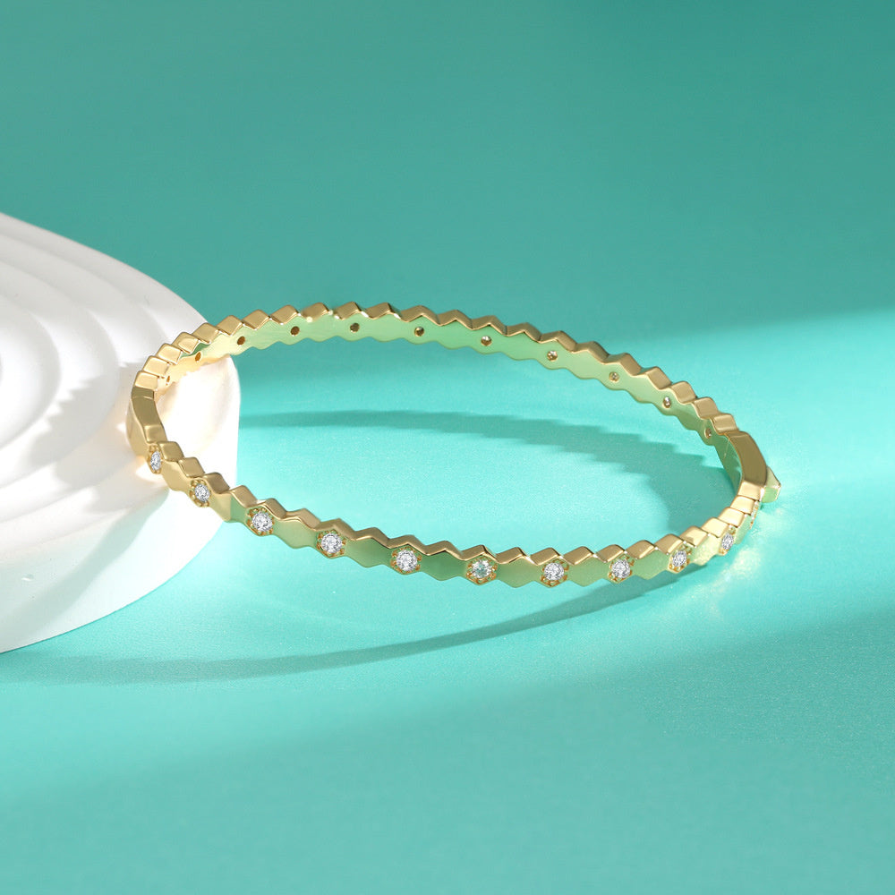 S925 Silver Moissanite Honeycomb Bracelet