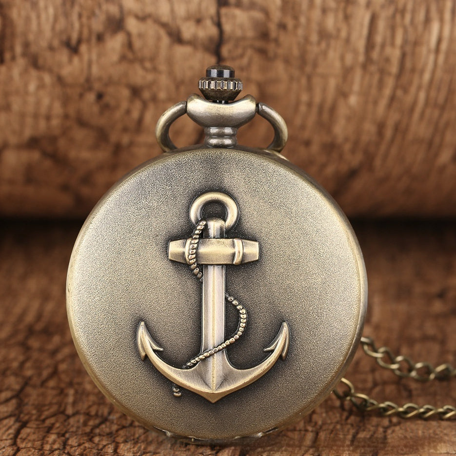 Retro Bronze Anchor Pocket Watch