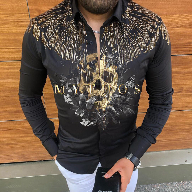 Men's Printed Lapel Youth Top