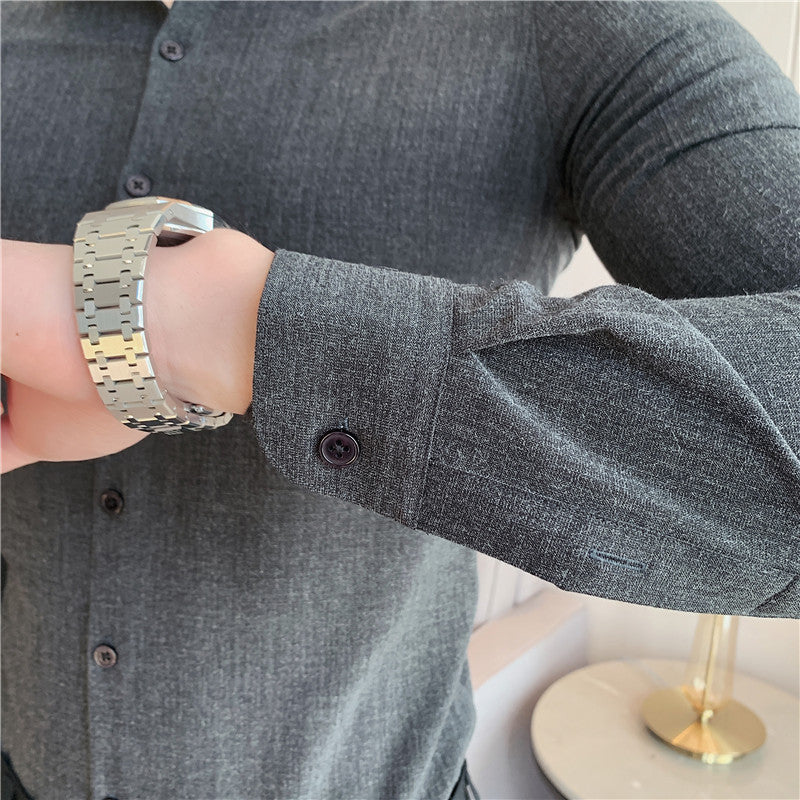 Spring New Men’s Solid Color Business Shirt