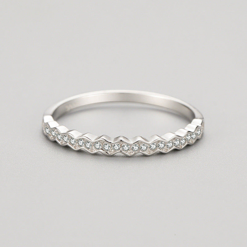 S925 Silver Micro-Set Geometric Ring