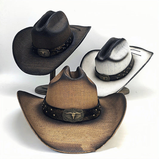 Retro Cowboy Hat Cowhide Belt Decoration