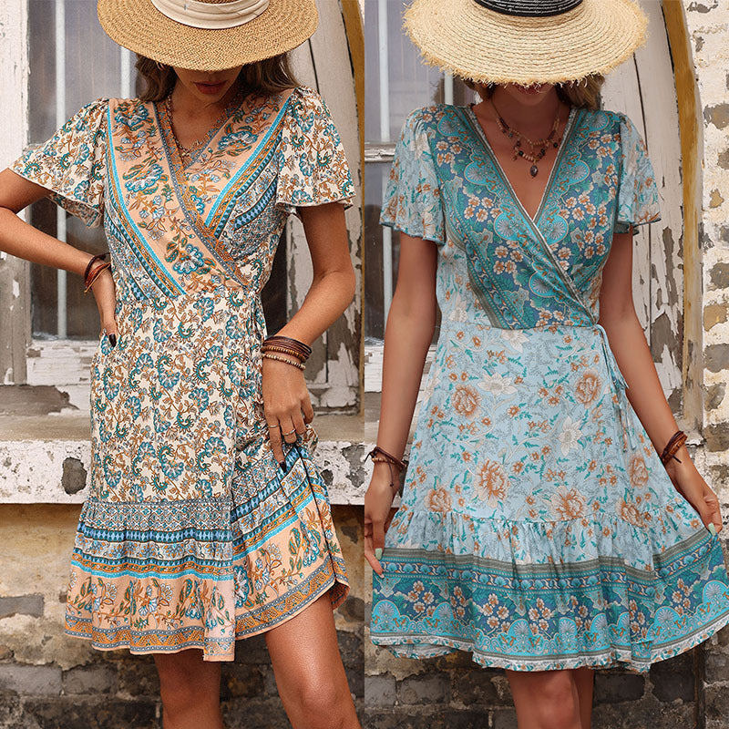 Women's Vintage Print Holiday Dress