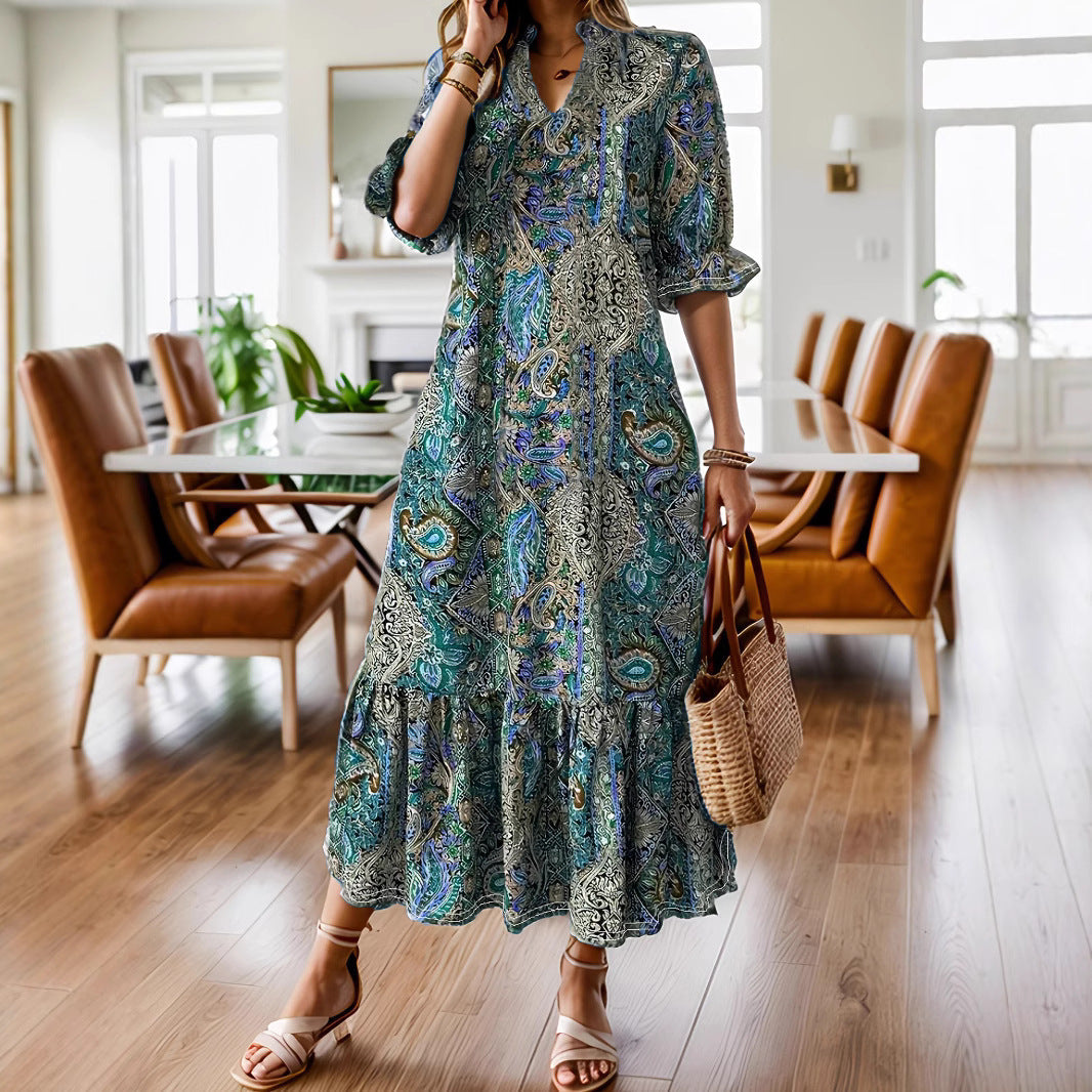 Women's Elegant Printed Maxi Dress