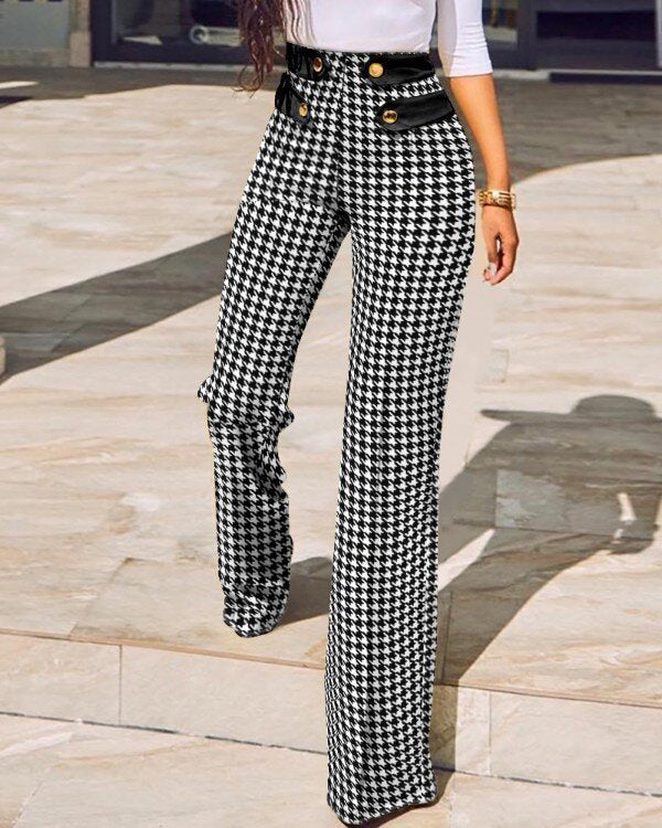 Womens Plaid Cut-Out Sports Pants