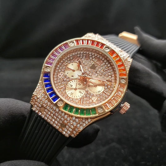 Men’s Waterproof Diamond Silicone Watch